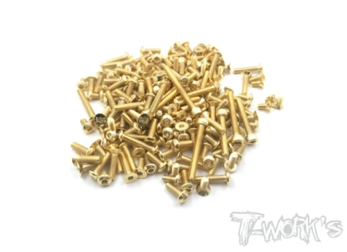 TWORKS GSS-XB8&#039;20 Gold Plated Steel Screw Set 130pcs. ( For Xray XB8 2020 )