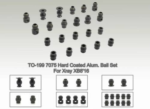 TWORKS TO-199 7075 Hard Coated Alum. Ball Set ( For Xray XB8&#039;16 / XB8E&#039;16/ XB8&#039;19 ) 22pcs.