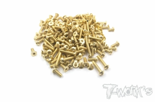 TWORKS GSS-T4&#039;21 Gold Plated Steel Screw Set 117pcs. ( For Xray T4&#039;21