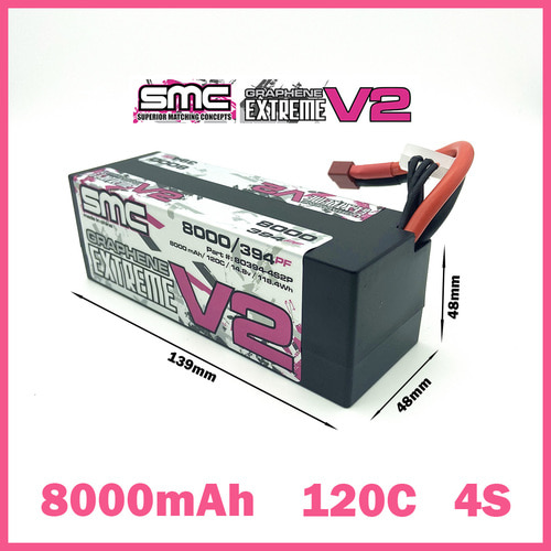 입고완료  SMC RACING 리튬 배터리 14.8V 8000mAh 120C Extreme Graphene V2 시리즈