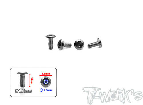 TWORKS TP-149 64 Titanium Center Mount Screw 4x10mm( For Mayako MX8 ) 4pcs