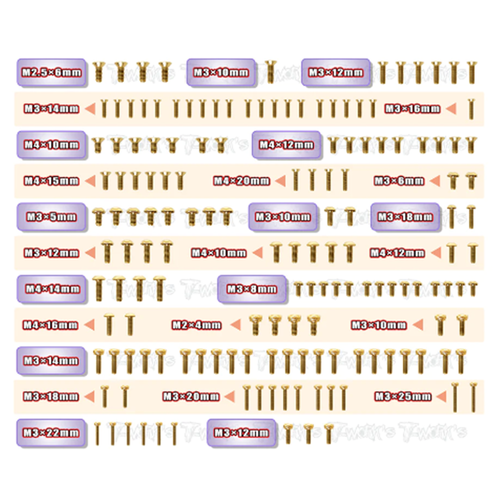 GSS-EB482.1 Gold Plated Steel Screw Set 153pcs. ( For TEKNO EB48 2.1 )