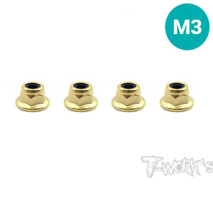 매장입고 TWORKS GSS-3FLN Golden Plated Flat M3 Lock Nuts ( 4pcs. )