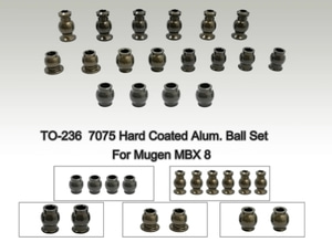 TWORKS TO-236 7075 Hard Coated Alum. Ball Set ( For Mugen MBX 8 /Mugen MBX8 ECO) 18pcs