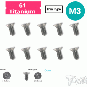 TSS-TC M3 64 Titanium Thin Type Hex. Countersink Screw 10pcs.