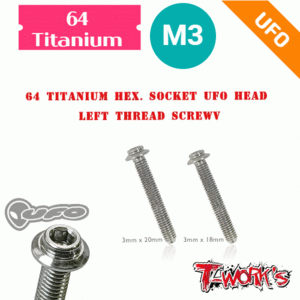 M3 64 Titanium Hex. Socket UFO Head Left Thread Screw ( 5pcs.)