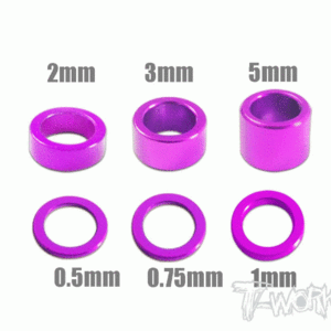 입고완료 (파랑색) TWORKS TA-019 Aluminum 4mm Bore Washer Set 0.5, 0.75 ,1 ,2 ,3 ,5mm each 4pcs.