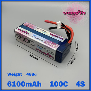 로우프로파일  vomAh 리튬 배터리 14.8V 4S1P 6100mAh 100C 그래핀 시리즈