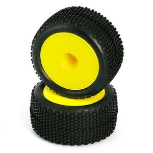L6248 1/14 사전 장착된 헤비 듀티 블록 핀 트러기 타이어(노란색 2개)