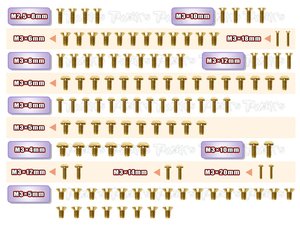 TWORKS GSS-X4 Gold Plated Steel Screw Set 114pcs. ( For Xray X4 )