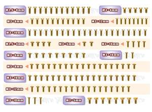 TWORKS GSS-XB4&#039;22 Gold Plated Steel Screw Set 146pcs. ( For Xray XB4&#039;22 )