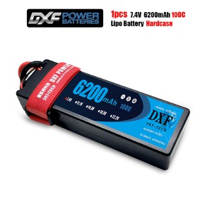 DXF Lipo 배터리 2S 7.4V 6200mAh 100C / 200C 4MM 138 * 47 * 24mm