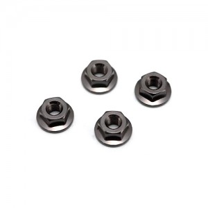 ZC-N4FBK Serrate Aluminum Flanged Nut (Black・4pcs)