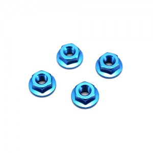 ZC-N4FBL Serrate Aluminum Flanged Nut (Blue・4pcs）