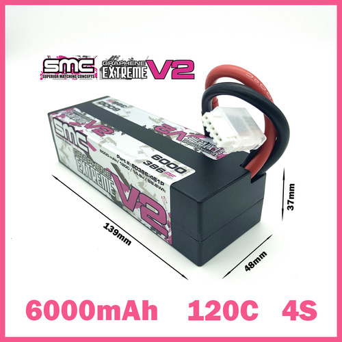 SMC RACING 리튬 배터리 14.8V 6000mAh 120C Extreme Graphene V2 시리즈